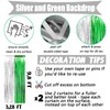 4 Pack 3.2Ft x 9.8Ft Silver Green Fringe Curtain Backdrop,