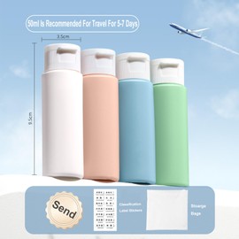 Reiseflaschen Zum BefüLlen,Reise Flaschen Zum BefüLlen,Silikon Reiseflaschen,Reiseflaschen Silikon Set 4 StüCk,NachfüLlbare ReisebehäLter 50ml,Auslaufsicher,FüR Shampoo,Duschgel & Lotion