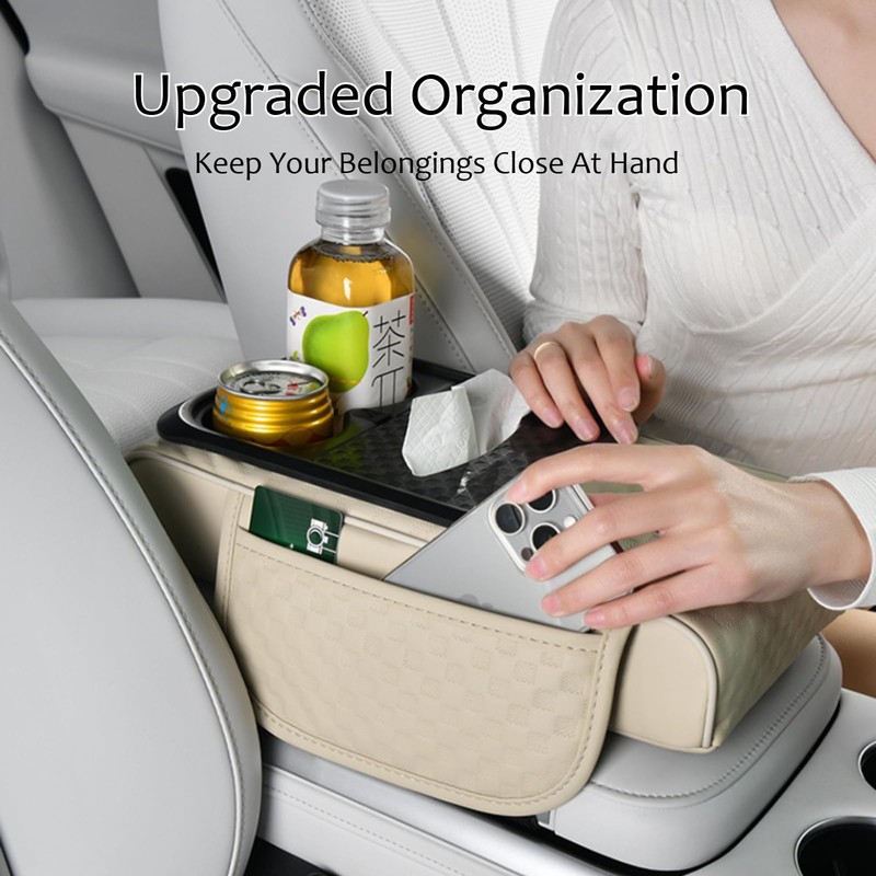Car Armrest Center Console Pad, Ergonomic 7cm Height Boost, Side
