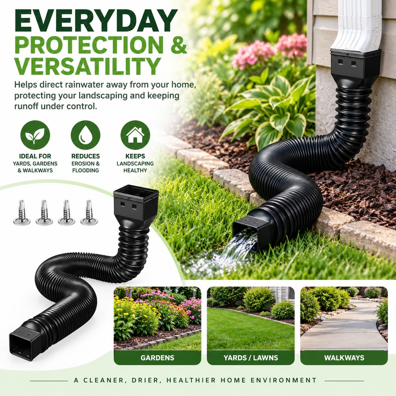 Retractable Downspout Extension for Rain Gutters – Adjustable Drainage Extender
