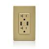 Leviton Renu USB Charger/Tamper-Resistant Duplex Outlet, 20A-125VAC, Warm Caramel, RUAA2-WC