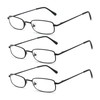 EYE ZOOM 3 Pack Classic Readers Rectangular Metal Reading Glasses