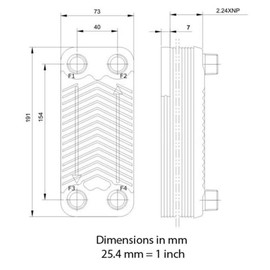 Duda Energy HX1210:M34 B3-12A 10 Plate Stainless Steel Heat Exchanger with 3/4" Male NPT Ports Copper Brazed, 1.2" Height, 2.9" Width, 7.5" Length