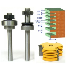 sct-888 8pc 1/4" Shank Slot ,Assembly 6 cutters & 2 arbors  Router Bit Set sct-888