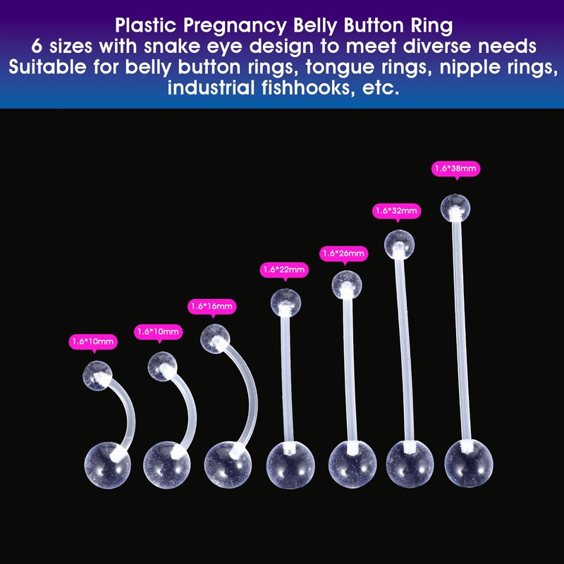 56PCS 14G Pregnancy Belly Button Rings with Replacement Balls, Anti-Sensitive