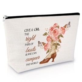 Sfodiary Western Makeup Bag Western Gifts for Women Western Boots Cosmetic Bag for Cowgirls Friendship Birthday Christmas Graduation Gifts for Friends Sister Niece Zipper Travel Pouch Toiletry Pouch