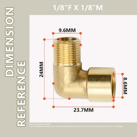 Bwintech 2 Pieces 90 Degree 1/8 Inch Female Thread to 1/8 Inch Male Thread BSP Thread Brass Angle Connector Pipe Fitting for Conversion of Pipe Connections