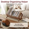 Aofure Premium Desktop Bookshelf, Bamboo Desk Bookshelf, Retro Brown Book