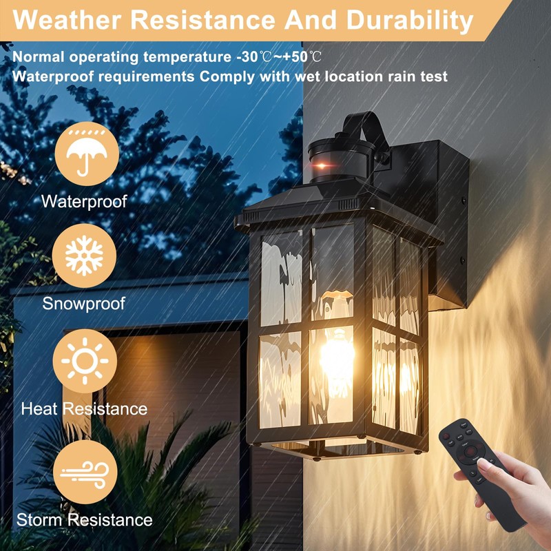 Porch Light with GFCI Outlet with Remote, Dusk to Dawn
