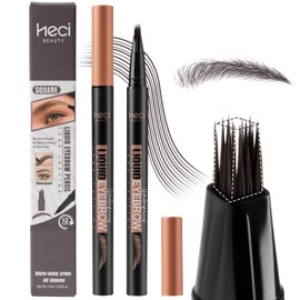 HECI BEAUTY Microblading Eyebrow Pencil - Waterproof Hair Stroke Brush with 3D Fiber Technology | 24HR Smudge-Proof | Natural Looking Brows Filler | Easy Apply & Gifts for Women,Chocolate