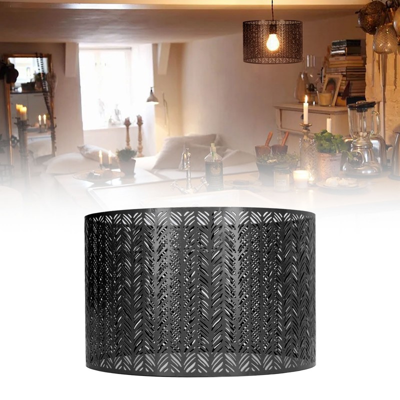 Drum Lamp Shade E27 E14 Clip Fir Leaf Shape Hollow