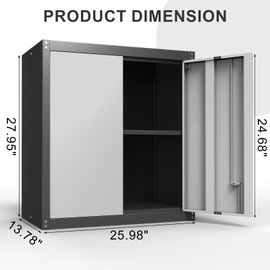 STEELIST STEELIST Metal Wall Cabinet, Garage Cabinets Wall Mounted, Locking Storage with Adjustable Shelves, Wall Mount Steel Cabinet with Doors, Floating Cabinet for Home Office, Utility Room