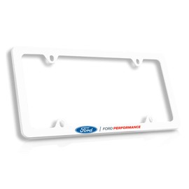 Ford Performance UV Printed White Plastic Thin Rim License Plate Frame Holder 4 Hole