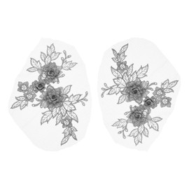 sourcing map 2 Pcs Flower Lace Appliques 3D Embroidery Lace Patch Sewing Addition Embellishments for Wedding Bridal Dress Clothes DIY Crafts Accessories Lace Decoration, Silver (20cm)
