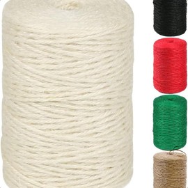 Natural Jute Twine, for Crafts Gift Wrapping Packing Gardening Crochet Knitting Macrame Decor - Color: Beige