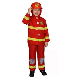 Deluxe Red Fire Fighter Dress up Children's Costume and Helmet Set Size: Small