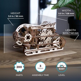 UGEARS Steampunk Submarine - Ugears Wooden 3d Puzzles for Adults - Mechanical Wood Model - Brain Teaser Unique Puzzles - Educational and Creative Building Sets for Adults - Wood Puzzle Building Kits