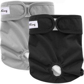 LeerKing Dog Nappies Female 2 Pack, Super Absorbent Dog Period Pants Washable Dog Knickers for Season Sanitary Panties Reusbale Puppy Incontinence,Black Grey XL