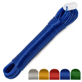 1 Pc Steel Core Washing Line Rope with PVC Covering | 30m/100ft Clothes Line for Indoor & Outdoors | 200kg Pulling Force Strong Washing Line Cord/Wire | Rot & Mould Resistant Clothes Rope