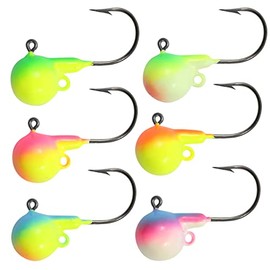 Northland Fishing Tackle Fireball Live Bait Jig for Walleye, Sauger, & Perch, Assorted Two-Tone Colors, 1/8 Oz, 6/Cd