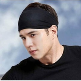 Men's Sports Running Headband & Hair Tie Scarf LD530 Black 2ea