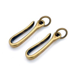 CRAFTMEmore Antique Brass Japanese Fish Hook Keychain Wallet Holder Belt Clip Leathercraft Accessories 2" Long Pack of 2 (Antique Brass)