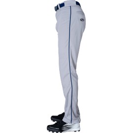 Rawlings | Semi-Relaxed Full Length Baseball Pant | Piped | Adult Small | Grey/Navy
