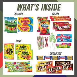 Military Encouragement - Candy Snack Box (40 Full Size Variety Gift Basket Care Package) M&Ms, Starburst, Swedish Fish, Skittles, Chocolate, Gummy Bears & More - My Hero Crate