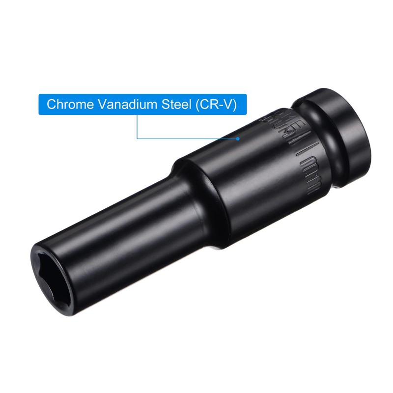 sourcing map 1/2" Drive by 11mm Deep Impact Socket, Heat-Treated