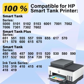 Osinkjet 31 Ink Bottle Set, 32XL Black Ink Bottle Compatible for HP Smart Tank 7602 6001 5101 5000 7300 7301 520 580, 31 32 XL Ink Bottles Set for Smart Tank Plus 651 551 Refill