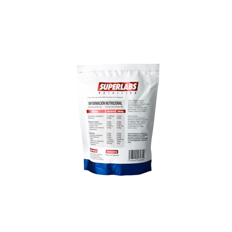 Superlabs Nutrition Citrato de Magnesio Premium en Polvo 500 gramos