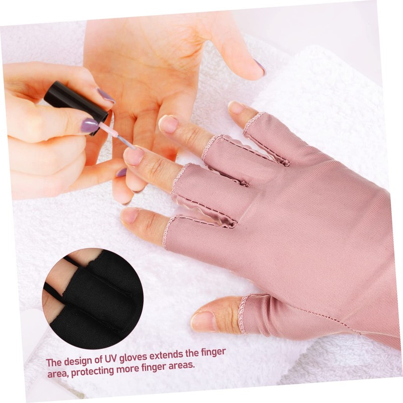 Healvian 3sets Manicure Nail Gloves Fingerless Hand Gloves for Gel