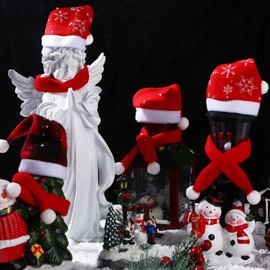 SATINIOR 24 Pcs Mini Christmas Santa Hats Scarf Small Santa Claus Hats Silverware Holders for Christmas Xmas Table Dinnerware(24 Pieces)