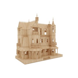 Bird's Wood Shack Gothic Mansion Model Kit - 3D Wooden Puzzle for Youngsters - Easy to Assemble - DIY Craft Kit - Scale 1:24