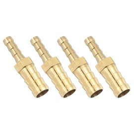 sourcing map 4 Pcs Brass Hose Barb Fitting Straight Connector Coupler, 3/8" x1/4" ID Brass Fitting Air Hose Fittings Reducer for Connecting Water Fuel Air, Oil Hoses