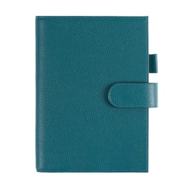 Moterm Leather Cover for A5 Notebooks - Fits Hobonichi Cousin, Stalogy and Midori MD Planners, with Pen Loop, Card Slots and Back Pocket (Pebbled-Deep Teal)