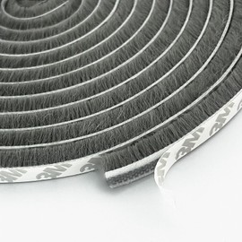 Brush Weather Stripping, Door Seal Strip for Door Frame and Sliding Windows, 33ft Self-Adhesive Felt Weather Stripping, Soundproofing, Draft Stopper, Dustproof, Windproof, 0.6" x 0.35", Grey