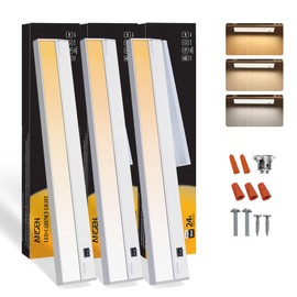 Ansen 3Packs of Under Cabinet Lights for Kitchen, 24in 18W 1237LM, Dimmable Hardwire Led Light for Closet, CRI>92, R9>90, 3 Color Temperature 3000K/4000K/5000K(Warm White, Cool White, Daylight)