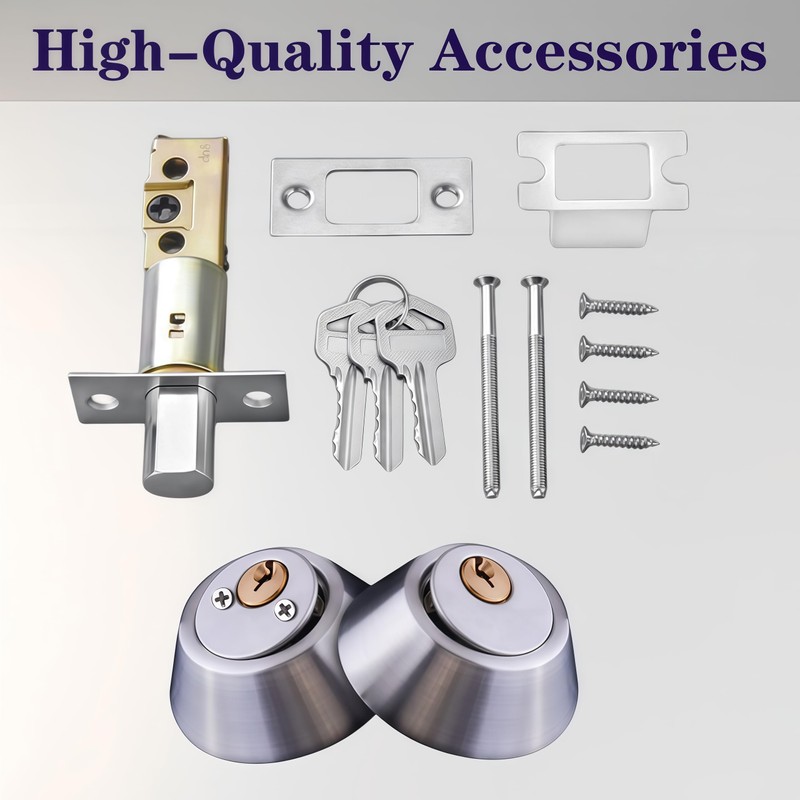 Eiqikayo Silver Steel Double-Head Cylinder Deadbolt Lock- High Security Anti-Kick