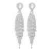 Teardrop Crystal Chandelier Earrings Long Tassels Dangle Drop Earrings Sparkling Rhinestone Statement Earrings Bridal Wedding Jewelry for Women (Silver)
