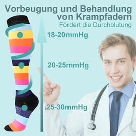 CAMPSNAIL Compression Stockings for Men and Women, Colourful Compression Socks with 20-30 mmHg, High-Quality Support Stockings for Running, colorful 02-4 pair