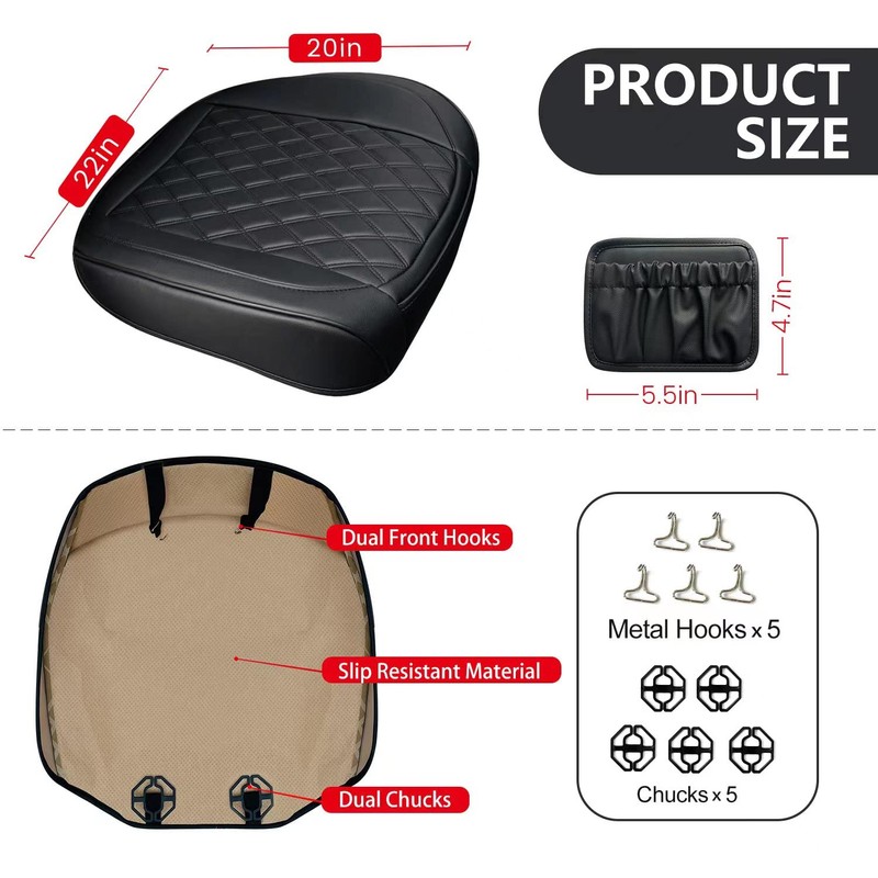 BEITK 2 Pack Leather Front Car Seat Cover, Anti-Slip and