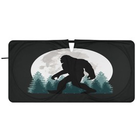 Dalzium Funny Bigfoot Car Windshield Sun Shade with Ring, Universal Fit, Blocks UV Rays, Keeps Vehicle Cool for Cars, SUVs, Trucks