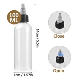 Wisebom 4 Stück Squeeze Flaschen Ölflasche 3,4 oz Ölspender mit Kappen Kunststoffbehälter für flüssige Gewürze Klare Auslaufsichere Spenderflaschen für Öl-Sojasauce-Essig