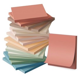 Paquete de 16 notas adhesivas de 3 x 3 pulgadas, almohadillas autoadhesivas de colores vintage, reciclables, fáciles de pegar para el hogar, oficina, 