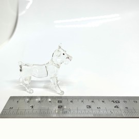 Sansukjai Frenchie Miniature Tiny Figurines Hand Blown Glass Art Animals Collectible Dog-Lover Gift Home Décor (Clear Stand)