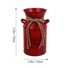 Baluue Metal Vase 7.5" X 3.4" French Style Metal Shabby Chic Vase, Rustic Iron Desktop Vase, Metal Milk Can Container for Living Room Bedroom Kitchen Outdoor