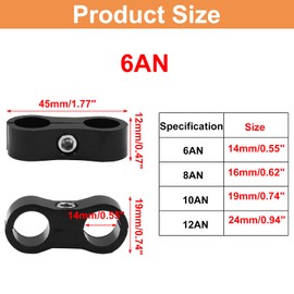 Jiozermi 8pcs 6AN Hose Separator Clamp, Aluminum Fuel Line Mounting Clamp, Hose Fitting Adapter Great for 3/8 Fuel Hose, Oil Line, Brake Line, Water Pipe and Gas Line (Black)