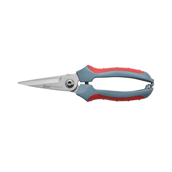 Clauss 18039 8-Inch Titanium Snips with Wire Cutter - Grey/Red