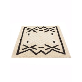 RugVista Atlantis Bath mat,(36" x 24") 90 x 60 cm Rectangular, Short pile, Modern bath mat, Machine washable up to 30°C, 100% Cotton, Natural/Black,